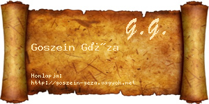 Goszein Géza névjegykártya